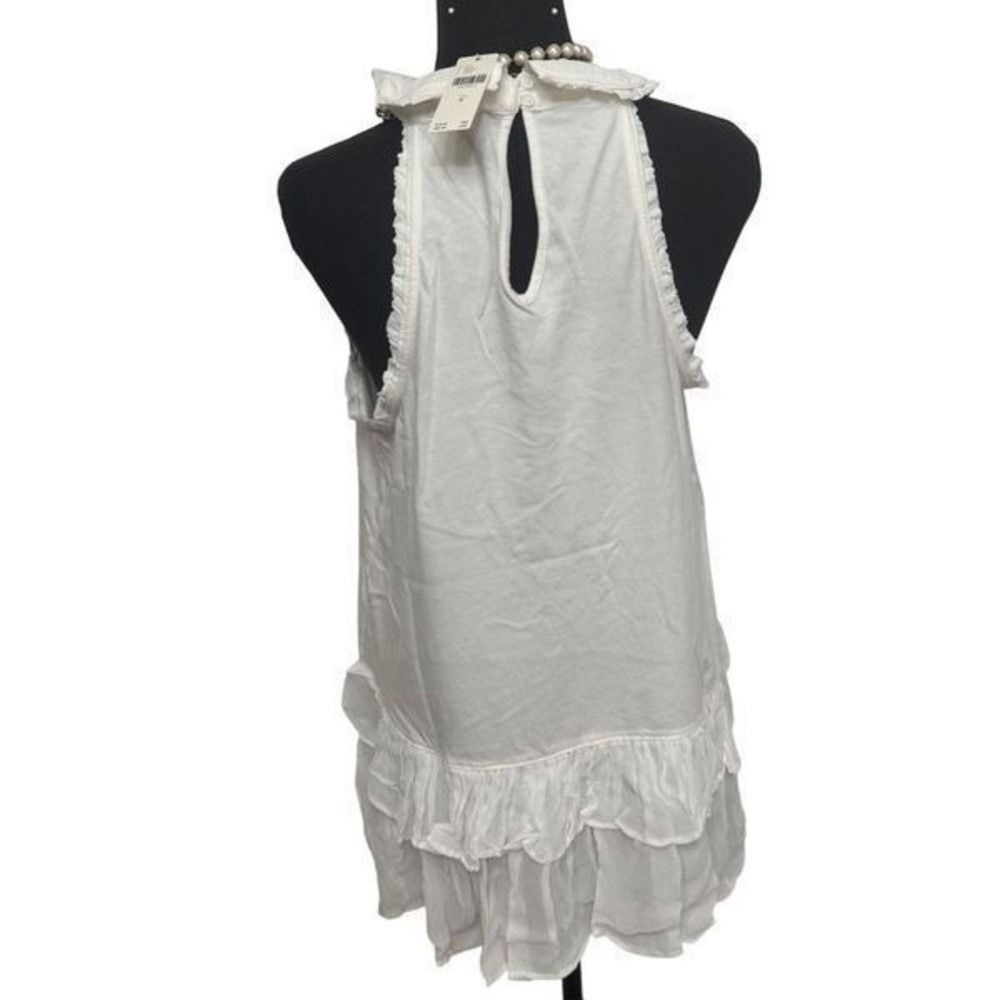 Anthropologie Maeve Ivory Ruffle Halter Top Peter Pan Collar Tunic Size Large - Picture 5 of 8